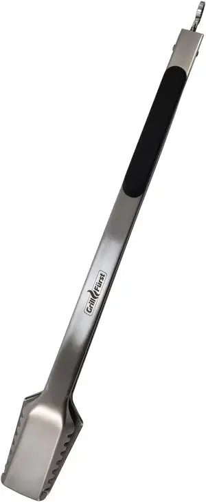 Grillfürst Premium Edelstahl Grillzange - BBQ Grillzange mit Spatelkopf - Grillwerkzeug mit Ösen ...