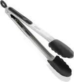 Leifheit Küchen- und Grillzange, 31 cm mit Klick-Verschluss, Kochzange mit hitzebeständigen Enden, Küchenzange mit stabilem Edelstahlgriff