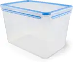 EMSA Clip & Close Frischhaltedose, rechteckig, 10,6 L, Maxiformat, Aufbewahrungsbox, 100 Prozent dicht, spülmaschinen-, gefrier-, mikrowellenfest, Transparent, Blau, Made in Germany, 508549