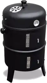 ITA Räuchergrill 3in1 Multifunktional - Grillen, Räuchern, Garen - Modularer Holzkohlegrill Smoker mit Thermometer & regulierbarem Luftabzug am Deckel - Grilltonne Räucherofen