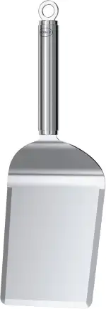 RÖSLE Plancha-Spachtel breit, Hochwertiger Grillspachtel mit abgerundeten Ecken zum Wenden von Fleisch und Gemüse, Edelstahl 18/10, spülmaschinengeeignet, silberfarben