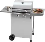 ProfiCook® Gasgrill für Temperaturen bis zu 350°C | Grillroste aus echtem Gusseisen | für Balkon | inkl. Gasdruckminderer und Schlauch | 2 Brenner | klein | 2 Ablagen | PC GG 1309 silber