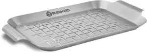 BURNHARD Grillschale 27,5 x 19 x 2 cm aus Edelstahl für Gemüse, Fleisch und Fisc