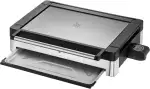 WMF Lono Tischgrill elektrisch mit Glasdeckel, beschichtete Grillplatte, herausnehmbare Auffangschale, spülmaschinenfest, Edelstahl matt, 2200 Watt