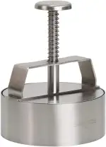 SANTOS Profi Burgerpresse Edelstahl – Patty-Presse für Ø 11 cm Burger, Flexible Dicke, einfache Handhabung mit Federmechanismus, spülmaschinengeeignet