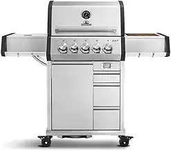 BURNHARD® 3-Brenner Gasgrill Edelstahl inkl. Heckbrenner, mit Gusseisen Grillrost & inkl. stabile...