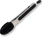 HENSSLERS® Grillzange Silikon [EDELSTAHL] - Küchenzange mit rutschfestem Griff - Hitzebeständige Silikonzange - Grill Zange Küche - Kochzange geeignet als Fleischzange (Klein)