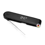 BURNHARD Einstich-Thermometer klappbar, Grillthermometer, Bratenthermometer, Ultraschnelle Messung, 1,5mm Messspitze, 180° Invisible-Off LED-Display, USB Akkubetrieben
