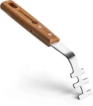 BURNHARD® Grillrostheber aus Akazienholz & Edelstahl, Grillzubehör für Gusseisen