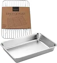 SANTOS Edelstahl Grillschale mit Einlagegitter - Auffangschale 41,5x29,5x6cm - R