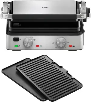 Braun MultiGrill 7 CG7020, 3-in-1 Kontaktgrill, BBQ & Ofen, große Grillfläche (12 Burger), 2000W, 230°, spülmaschinengeeignet (Plancha & Grill), Fettauffangschale, Elektrogrill Indoor