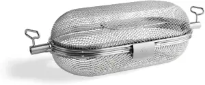 BURNHARD® Edelstahl Drehspieß Grillkorb, 5,8 L, Grillrondell passend für Rotisse