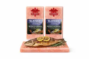 Slateex 2er Set Himalaya Salzstein 20×10×2,5 cm – Reine Salzplatten zum Grillen 
