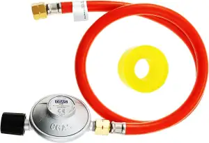 DRELD Gasschlauch Druckminderer Set 50 mbar Gasschlauch 80 cm Regler Set mit Sch