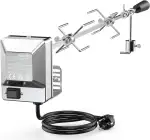Onlyfire BRK-6031 Universal Verchromter Grillspieß Set, 90 cm Rotisserie Drehspieß, 2X Fleischnadeln, Edelstahl Motor, 220V - 240V, Drehspiess