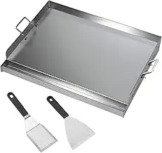 Edelstahl Grillplatte | 40x30x8 cm | Universal BBQ Plancha passend für Weber Gasgrill und Holzkoh...