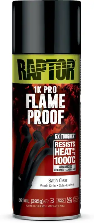 RAPTOR Flameproof | Feuerfest | hitzebeständig bis 1000°C | Thermo-Lack-Spray | 