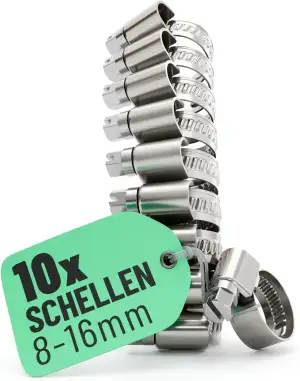 greate 10x Schlauchschellen Edelstahl 8-16 mm - Einstellbare Schlauchschelle mit