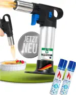 STAHLMANN® Flambierbrenner [1300°C] inkl. 2x 300 ml Gas – Premium Creme Brulee Brenner, nachfüllbar mit Sicherung – Ideal zum Karamellisieren, Flambieren & Bräunen