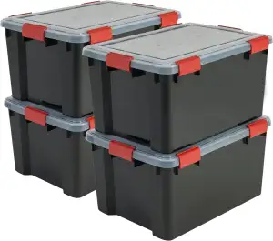Iris Ohyama Luftdichte Kunststoff-Aufbewahrungsboxen mit Deckel, 50L, 4er-Set, S