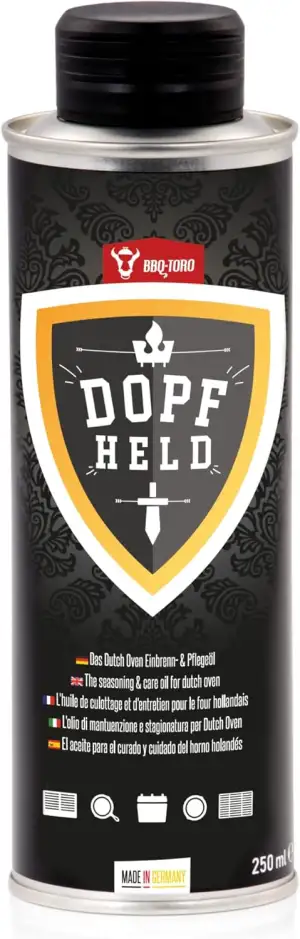 BBQ-Toro DOPFHELD - Das Dutch Oven Einbrenn- & Pflegeöl | 250 ml | Öl für Pflege