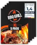 Extra große BBQ Grillmatte für Gasgrill, Elektro und Holzkohle (5er Pack) 50 x 40cm - Wiederverwe...