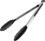 35cm Silikon Küchenzange, Grillzange, Hitzebeständigem Silikongriff, Verriegelbare Metallzange, ideal zum Kochen, Grillen