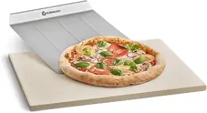 BURNHARD® Pizzastein und Pizzaschaufel für Backofen, Gasgrill & Holzkohlegrill a