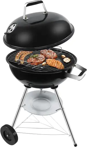 Kugelgrill Holzkohlegrill mit porzellanemaillierten Deckel & Kessel, Kohlegrill 