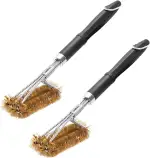 2X Grillfürst Premium Grillbürste mit Messing Borsten, 45 cm - Grill Reinigungsbürste für Grillrost, Grillrost Bürste mit langem 3-Fach Bürstenkopf
