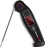 ThermoPro IP65 Wasserdicht Fleischthermometer ±0.5℃ Genau Küchenthermometer 1s Reaktionszeit Bratenthermometer Einstichthermometer für Braten, Wein, BBQ Schwarz