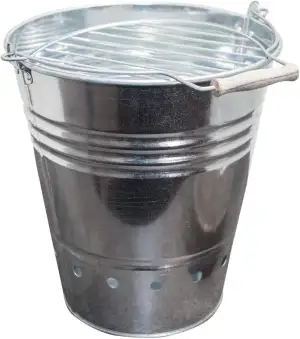 Antikas - Grill-Eimer aus Eisen, Groß, mit Henkel, Grillrost, Kohlerost