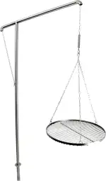Grillrost.com Das Original Edelstahl Grillgalgen | Schwenkgrill - demontierbar mit innenliegender Kettenführung & Bodenhülse