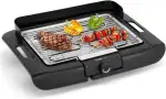 Clatronic® Barbecue-Tischgrill | Elektrogrill ideal für Balkon & Küche | Elektro Grill mit Windschutz | Grill mit verchromtem Grillrost | Tischgrill mit Cool Touch-Gehäuse | BQ 3841