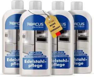 ABACUS Edelstahlpflege Öl 4x 500ml | mit hochwertigen Weißölen | Entfernt Finger