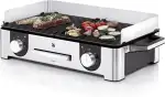 WMF Lono Master-Grill, Elektrogrill, 50x28 cm, Elektrogrill Tischgrill mit Windschutz und Auffangschale, Outdoorzertifiziert für Barbecue, 2 getrennt regulierbare Grillflächen, 2400 W, edelstahl matt