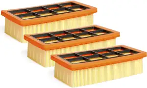 3 Stück KFI 7420 Flachfaltenfilter Set für Kärcher Asche- und Trockensauger AD 2
