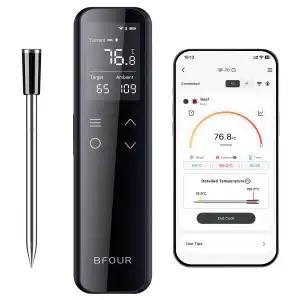 BFOUR WiFi Bluetooth Grillthermometer,Fleischthermometer mit 6 Sensoren,2600mAh Akku,IP67 Wasserd...