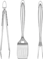 Homikit Grill Zubehör, 3-TLG Edelstahl Grillbesteck Grillwerkzeug Set, Grillzubehör mit Grillzang...