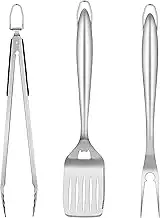 Homikit Grill Zubehör, 3-TLG Edelstahl Grillbesteck Grillwerkzeug Set, Grillzube