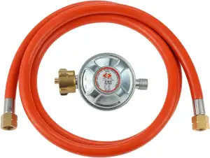 Gasregler Druckminderer 50mbar+Gasschlauch 150cm 1/4" Linkegewinde Betriebsdruck