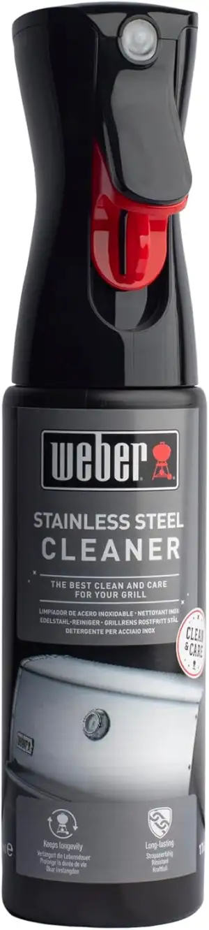 Weber Edelstahl-Reiniger 300ml, feines Nebelspray, bringt Edelstahlelemente wied