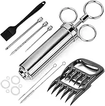 Pulled Pork Set inkl. Bratenspritze Pulled Pork Krallen Marinierpinsel Edelstahl