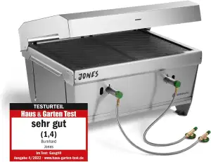 BURNHARD Camping Gasgrill JONES Edelstahl Klappgrill mit Deckel 2-Brenner 6,4 kW