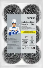 MR.SIGA Edelstahl-Scheuerschwamm, 6er-Pack, 30 g