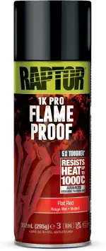 RAPTOR Flameproof | Feuerfest | hitzebeständig bis 1000°C | Thermo-Lack-Spray | Schutz für Auspuff, Motor & Auspuffkrümmer vor Rost | schnell trockenend (flat red/mattrot - 352ml)