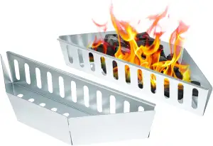 QWORK® 2 Stück Holzkohlenkörbe, Holzkohle Brikett Kraftstoff Halter, kompatibel 