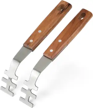 onlyfire Grillrostheber Edelstahl mit Holzgriff, Grillzubehör für Edelstahlroste