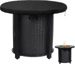 Feuerplatte Abdeckung 100cm Grillplatte Schutzhülle 420D Feuerplattenabdeckung Wasserdicht Anti-UV Oxford Wasserbeständigkeit Abdeckung Schwarz Rund Feuerplatte Zubehör für Feuerplatte und Grillplatt