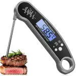 Digitales Fleischthermometer klappbar – Grillthermometer, Bratenthermometer, Küchenthermometer – Wasserdicht, LCD-Backlight, 2-3s Sofortablesung – Küche, Grillen, Backen, Milch & Thermometer Kochen